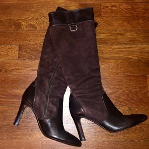 J Crew Brown Leather & Suede Heeled Boots 8